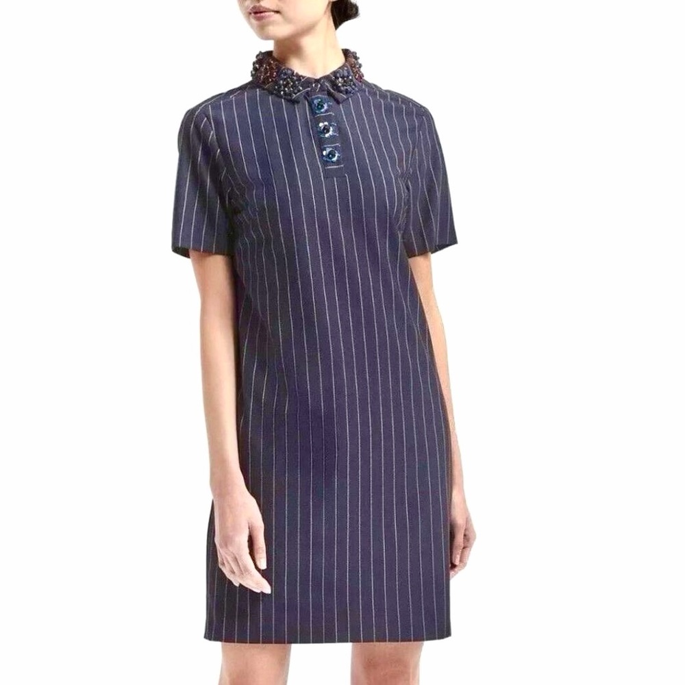 Banana Republic Navy Pinstripe Mini Dress